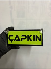 Resim Yeşil Renk Üzeri Siyah Renk Çapkın Yazılı Vantuzlu Cam Süsü 