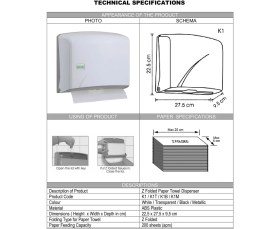 Resim Şeker Portakalım Vialli K1B Banyo Mutfak Lavabo Pratik Z Katlı Kağıt Havlu Dispenseri Kapasite 200 Kağıt Siyah 