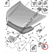 Resim Peugeot 408 (2023-2024) Motor Kaput Açma Mandalı Mesnedi (Orijinal) 