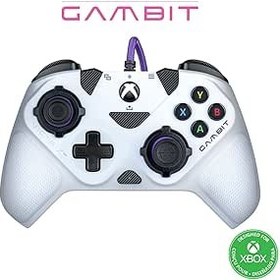 Resim Victrix Gambit World's Fastest lisanslı Xbox Controller, Elite Esports tasarımı, Swappable Pro Thumbsticks, Custom Paddles, Swappable beyaz/lila Faceplate, Xbox One, Series X/S, PC için 