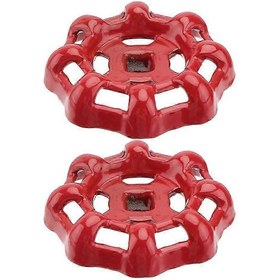 Resim Dış Mekan Metal Saplı Dökme Demir Musluk Tekerlek Sapı Kırmızı 5.00x5.00x1.00cm Çeşitli Vanalarla Uyumlu 2 Set - İyi 