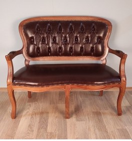 Resim Masifart_Mobilya Masifart Ahşap Klasik Kapitoneli Lükens Ofis Bekleme Koltuğu Ikil 