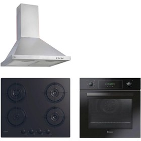 Resim Hoover & Candy Kuvani Ankastre Set (HCH6MXTK Davlumbaz + CVW6BB Ocak + FCP405N/E Fırın) 