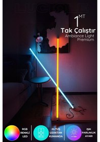 Resim Rgb Led Strip Tube Light Abajur Uzaktan Kumandalı Işık Lamba Ampül Aydınlatma Renkli Atube3 