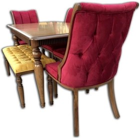 Resim Evimeaksesuar Safir Ahşap Masa Sandalye Takımı Bench'Li 