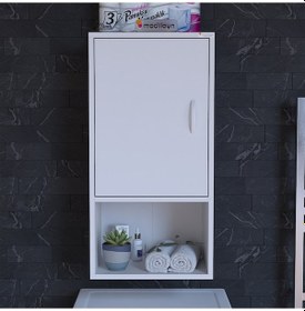 Resim Modilayn Şile Asma 45 X 85 X 32,5 Cm Tek Kapaklı 3 Gözlü Makine Üstü, Çamaşır Makine Üstü Dolabı 