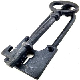 Resim Antika Tarz Dekoratif Pirinç Anahtar Kapı Tokmağı, Taktak - 170X60MM, Oksit 