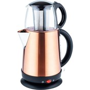 Resim Awox Demglass Bronz Çelik Gövde 1.7lt + Cam Demlik 1.2lt Elektrikli Çay Makinesi Çaycı 2100w 3731 