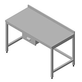 Resim Öztiryakiler Çalışma Tezgahı Taban Rafsız Tek Çekmeceli Sırtlı 140x70 CM 