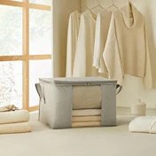 Resim Orta Boy Pvc Pencereli Gri Balıksırtı Hurç 45 X 40 X 30 Cm Ocean Home Textile