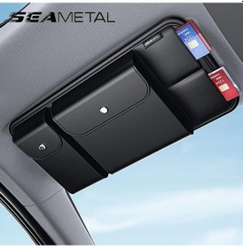 Resim Dashanshop Seametal Siyah Yapay Deri Güneşlik Organizer Çok Cepli Gözlük Kart Ve Ehliyet Taşıma 