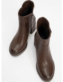 Resim Luvi Shoes Rashe Kahverengi Tokalı Kadın Kalın Topuklu Bot kahverengi 
