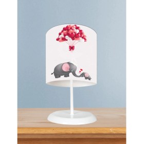 Resim Mekta Home Bebek ve Çocuk Odası Fil ve Kalp Desenli Abajur 