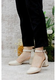 Resim Mehmet Mete 429 Fashion Kalın Topuklu Kadın Ayakkabı Ten 