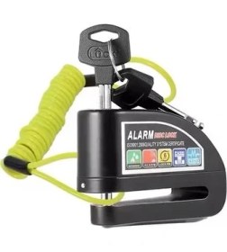 Resim Azurtech Motosiklet Alarmlı 7mm Disk Kilidi 110DB Yüksek Sesli ve Hatırlatma Kablolu 