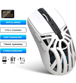 Resim HXSJ T400 Kablosuz 3 Modlu Dijital Göstergeli 650 Mah Batarya - Makrolu Oyuncu Mouse 