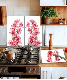 Resim Takım Halinde Pembe Orkide 20X30 CM Kesme Tablası ve 60X52Cm Cam 