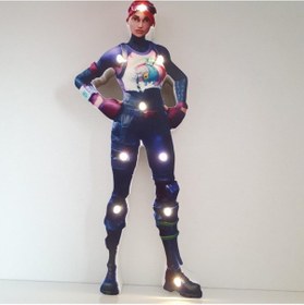 Resim Led Fortnite Brite Bomber Karakteri Led Işıklı Pano Biblo Ahşap Masa Dekor Mavi 