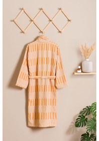 Resim Piano %100 Pamuk Jakarlı Unisex Bay-bayan Bornoz Sarı 