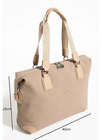 Resim Just Polo Kadın Büyük Valiz Boy El Ve Omuz Çantası Ebat : 33 X 40 Cm Vizon - Kum 