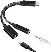 Resim Duendhd Tip C 3.5mm Şarj Adaptörü 2 in 1 USB C Splitter Kulaklık AUX Kablosu Smartphone Splitter için 