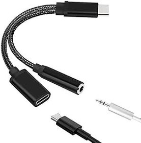 Resim Duendhd Tip C 3.5mm Şarj Adaptörü 2 in 1 USB C Splitter Kulaklık AUX Kablosu Smartphone Splitter için 