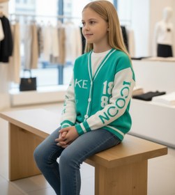 Resim Minimoda Kids Yazılı Harfli Kız Triko Hırka 