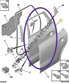 Resim Citroen C3 Aircross (2017-2023) Sağ Arka Kapı (Orijinal) 