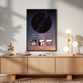 Resim Kişiye Özel Gökyüzü Haritası - Yıldız Haritası / Siyah / 21x30 