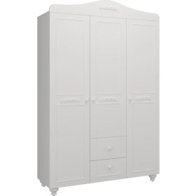 Resim Rosepal Mobilya Tokyo 3 Kapaklı 2 Çekmeceli Beyaz Dolap 