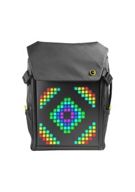 Resim Divoom Pixoo Backpack M Siyah LED Ekranlı APP Kontrollü Su Geçirmez Laptop Sırt Çantası-15-15.6" Siyah 