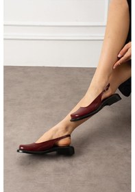 Resim Shoetek Optu Kadın Babet Arkadan Bantlı Bordo Rugan Bordo 