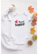 Resim Özel Tasarım Hello Summer Karpuz Bebek Body Bebek Badi Zıbın Beyaz 