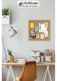 Resim Mantar Pano Ahşap Çerçeve Duvara Monte 60x90 Cm 1 Adet Harita Çivisi Hediyeli Dekorasyon Mantar Çerçeve Evde Okulda Büro 60 x 90 CM 