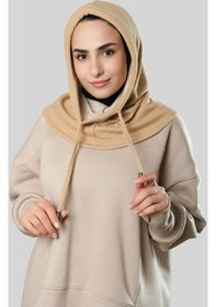 Resim Hürrem Bone Bej Bağcıklı Peluş Salaş Balaklava Boyunluklu Bere Jakar Düz 2328 12 Bej 