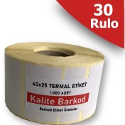 Resim 40X25 Termal Etiket |30 Rulo Barkod Etiketi 