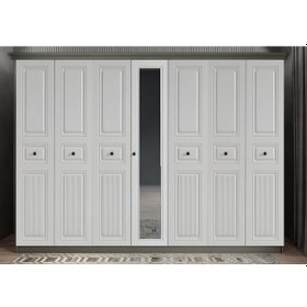 Resim Arona Membran 7 Kapaklı Gardırop Montaj Dahil Füme Beyaz 280 Cm 