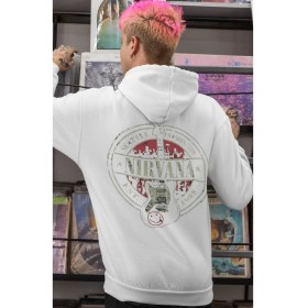 Resim Sevbano Tasarım Nirvana Rock Metal Müzik Grubu Sırt Baskılı Unisex Oversize Penye Hoodie 