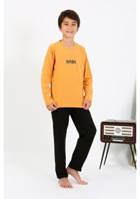 Resim Akbeniz Erkek Çocuk Uzun Kol Penye Pijama Takım 20438 Sarı 