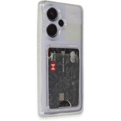 Resim Xiaomi Redmi 13 4G Kılıf Cardy Şeffaf Kartlık Cepli Kapak 