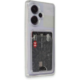 Resim Xiaomi Redmi 13 4G Kılıf Cardy Şeffaf Kartlık Cepli Kapak 