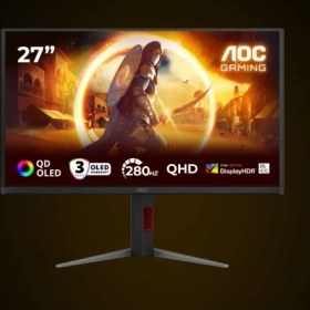 Resim AOC Q27G4ZD 27″ 280Hz 0.03ms G-Sync HDR400 2K QD-OLED Yükseklik Ayarlı Pivot Gaming Monitör 
