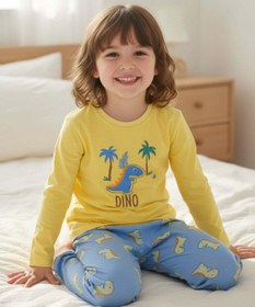 Resim aden kids %100 pamuk çocuk uzun kollu ince pijama takımı 
