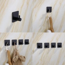 Resim Zift Unique 4 Adet Paslanmaz Çelik Siyah Banyo Askısı Bornoz Askısı Havlu Askısı Havluluk Paslanmaz Hooks 