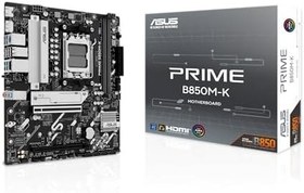 Resim ASUS PRIME B850M-K AMD B850 AM5 DDR5 8200 DP HDMI Çift M2 USB3.2 AURA RGB 2.5Gbit LAN mATX 8+2+1 Güç Aşamaları, 1xGen5 M.2, Advanced AI PC-Ready 
