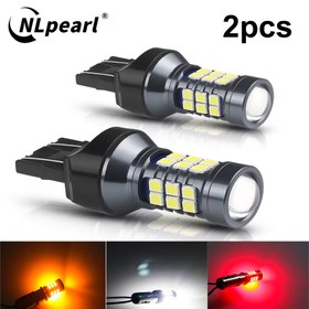 Resim NLpearl 2x T20 LED 7440 WY21W W21W Led Ampuller 7443 W21/5W Led T20 Süper Parlak 3030SMD Yedek Geri Vites Lambası Araba Sinyal Lambası, Pilsiz 