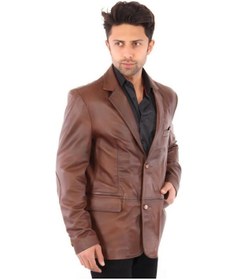 Resim Hakiki Kuzu Derisi Blazer Düğmeli Erkek Deri Ceket Kahverengi Kahverengi 