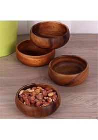 Resim Zem Kuruyemişlik 10 CM. Yuvarlak 6 Adet (Akasya Ağacı) 