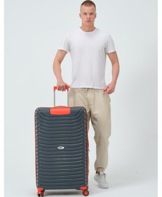 Resim Keo-plus Gri-turuncu Büyük Boy Silikon Kırılmaz Pp Valiz Gri - Turuncu 