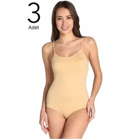 Resim Tutku Kadın Beyaz 3'lü Paket Ip Askılı Likralı Kancalı Çıtçıtlı Body 001 